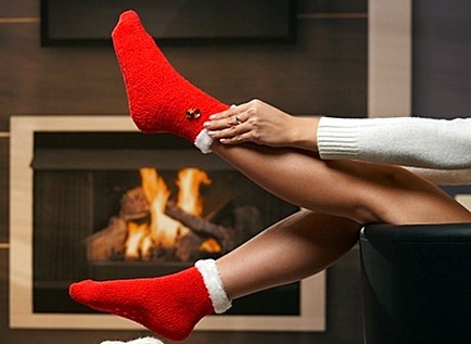 socks red fireplace