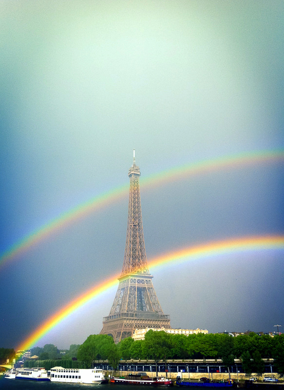 double rainbow eiffel tower