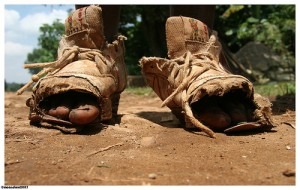 shoes old and muddy