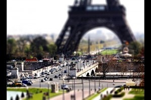 tilt shift photography eiffel tower paris