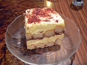 tiramisu on glass plate