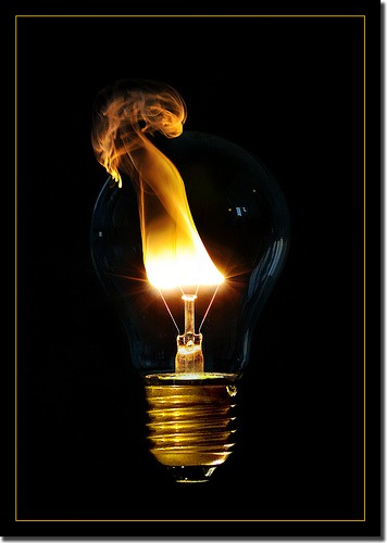 electricity flame in light bulb