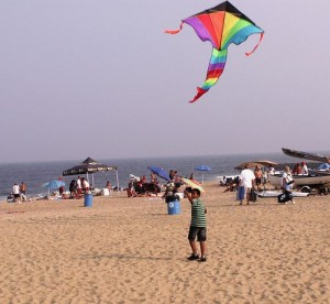 kite flying beach