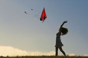 kite flying girl