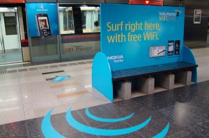 free wifi nokia bench train station