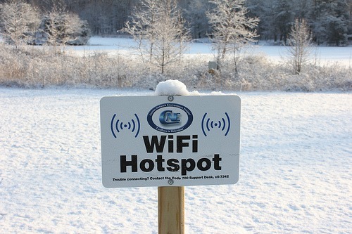 free wifi snowy lake