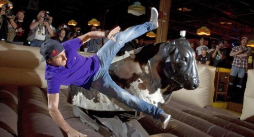 mechanical bull man falling off