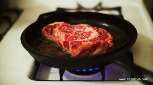 steak on stove