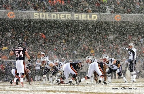 football in snow chicago bears soldier field