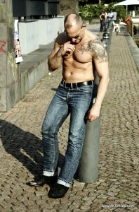 jeans shirtless man