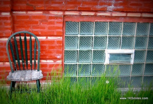 glass block brick red wall construction