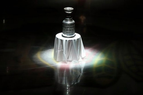 stanley cup on table on ice NHL
