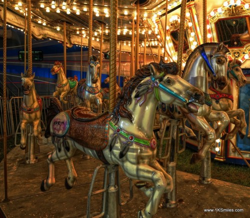 carousel merry-go-round silver horse