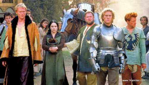 a knight's tale group with horse