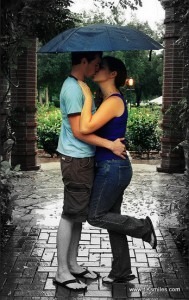 welcome home couple kissing on porch