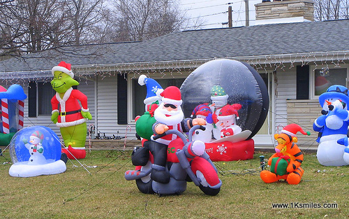 Inflatable lawn decorations group christmas halloween