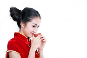 chinese girl drinking tea