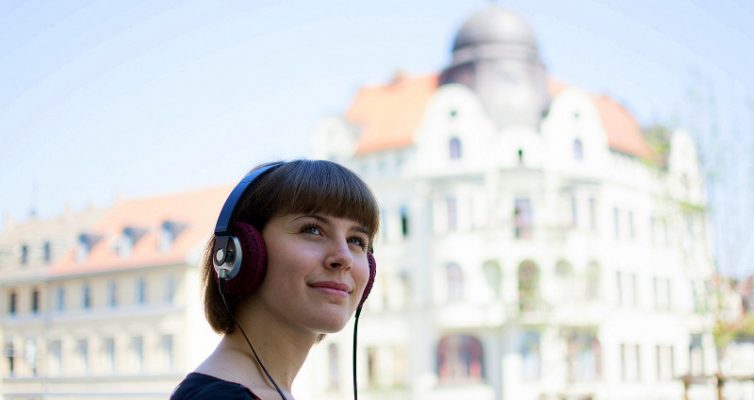 headphones girl building hip hop music