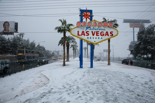 snow snowflakes las vegas sign