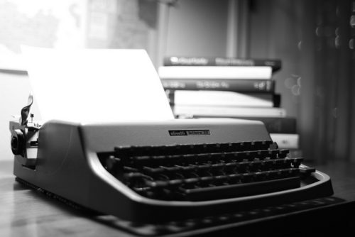 typewriter black and white